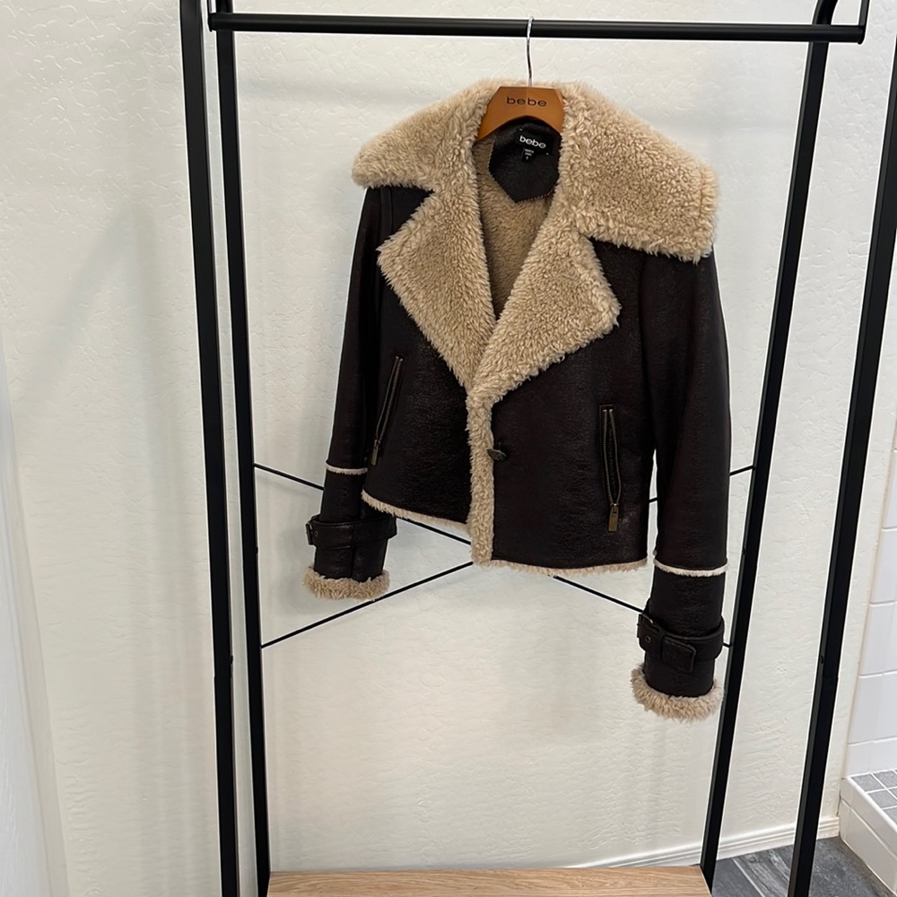 Bebe Fleece Lined Bomber Jacket Size Small